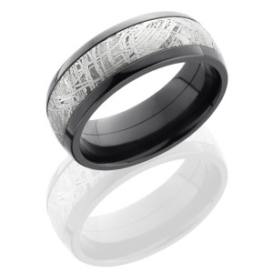 Lashbrook ZPF8D15-Meteorite Polish Zirconium Meteorite Wedding Ring or Band