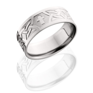 Lashbrook CB-9F-MCT/CROSSES POLISH Cobalt Chrome Wedding Ring or Band
