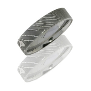 Lashbrook D6F POLISH Damascus Steel Wedding Ring or Band