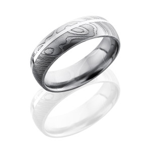 Lashbrook D7D11OC-SS Polish Damascus Steel Wedding Ring or Band