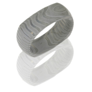 Lashbrook D8DSQTIGER BEADBLAST Damascus Steel Wedding Ring or Band