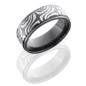 Lashbrook Z8FGE-Mokume Polish Zirconium Mokume Gane Wedding Ring or Band