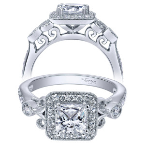 Taryn 14k White Gold Princess Cut Halo Engagement Ring TE10928W44JJ