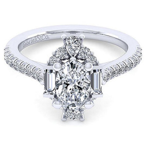 Gabriel 14 Karat Oval Halo Engagement Ring ER14508O4W44JJ