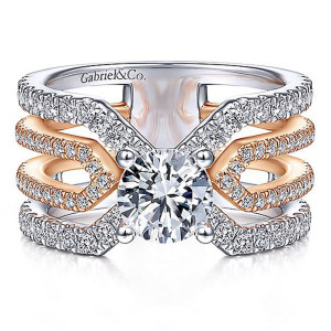 Gabriel 14K White/Rose Gold Round Diamond Engagement Ring ER14645R4T44JJ
