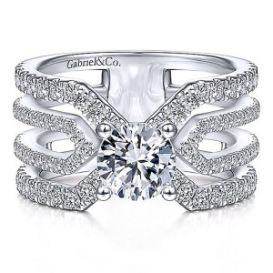 Gabriel 14 Karat Round Diamond Engagement Ring ER14645R4W44JJ
