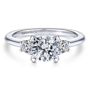 Gabriel 14 Karat Round 3 Stone Engagement Ring ER14745R4W44JJ
