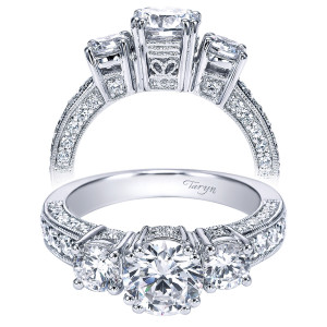 Taryn 14k White Gold Round 3 Stone Engagement Ring TE4093W44JJ