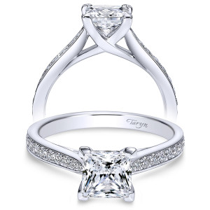 Taryn 14k White Gold Princess Cut Straight Engagement Ring TE8916W44JJ