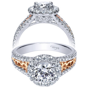 Taryn 14K White/Rose Round Halo Engagement Ring TE9034T44JJ