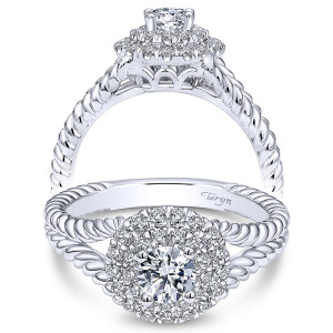 Taryn 14k White Gold Round Double Halo Engagement Ring TE910144W44JJ
