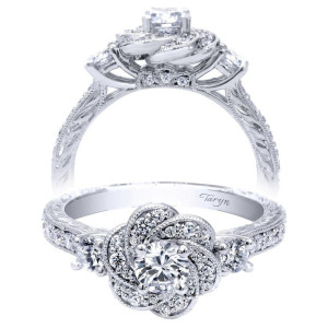 Taryn 14k White Gold Round Halo Engagement Ring TE910153W44JJ