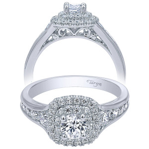Taryn 14k White Gold Round Double Halo Engagement Ring TE910162W44JJ
