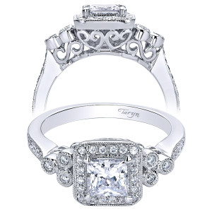 Taryn 14k White Gold Princess Cut Halo Engagement Ring TE9325W44JJ