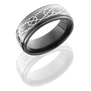 Lashbrook Z8DGE-Celtic7 Polish Zirconium Wedding Ring or Band