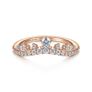 Gabriel 14 Karat Rose Gold Curved Diamond Anniversary Band AN14752K44JJ