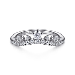 Gabriel 14 Karat White Gold Curved Diamond Anniversary Band AN14752W44JJ