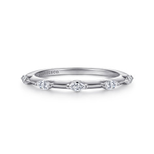 Gabriel 14 Karat White Gold Marquise Station Diamond Anniversary Band AN16801W43JJ