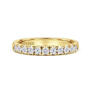 Gabriel Portofino 14 Karat Yellow Gold 11 Stone French Pave Diamond Wedding Band AN6072Y44JJ