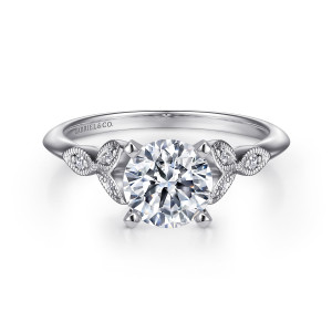 Gabriel Eliza 14 Karat White Gold Round Diamond Engagement Ring ER11747R6W44JJ