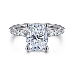 Gabriel 14 Karat White Gold Elongated Cushion Cut Diamond Engagement Ring ER13904G12W44JJ