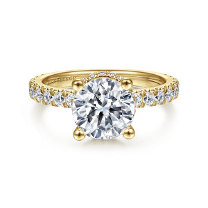 Gabriel Alina 14 Karat Yellow Gold Hidden Halo Round Diamond Engagement Ring ER14649R8Y44JJ