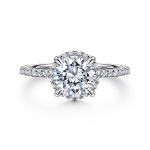 Gabriel Hart 14 Karat White Gold Hidden Halo Round Diamond Engagement Ring ER14719R6W44JJ