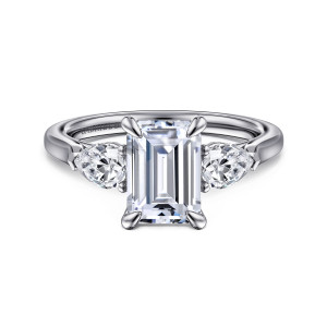 Gabriel Sunday 14 Karat White Gold Emerald Cut 3 Stone Diamond Engagement Ring ER14794E8W44JJ