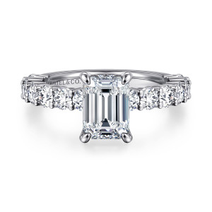Gabriel Brosnan 14 Karat White Gold Emerald Cut Diamond Engagement Ring ER14893E6W44JJ