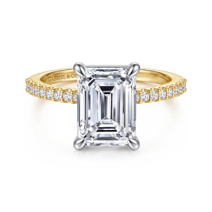 Gabriel Amata 14 Karat White and Yellow Gold Emerald Cut Diamond Engagement Ring ER14918E12M44JJ