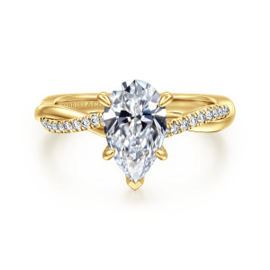 Gabriel Campana 14 Karat Yellow Gold Pear Shape Twisted Diamond Engagement Ring ER14922P6Y44JJ