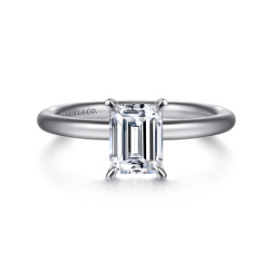 Gabriel Lark 14 Karat White Gold Emerald Cut Solitaire Engagement Ring ER15619E4W4JJJ