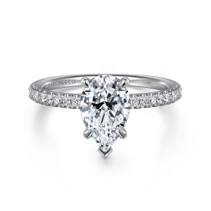 Gabriel Stasia 14 Karat White Gold Pear Shape Diamond Engagement Ring ER16058P6W44JJ