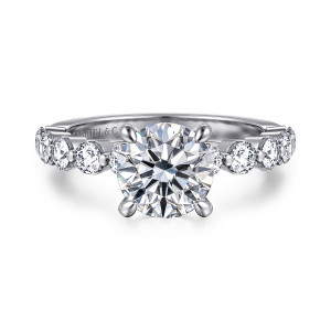 Gabriel Silvey 14 Karat White Gold Round Single Prong Diamond Engagement Ring ER16130R6W44JJ
