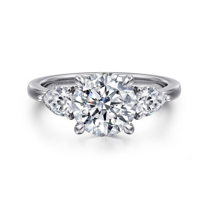 Gabriel Adalia 14 Karat White Gold Round Three Stone Diamond Engagement Ring ER16135R8W44JJ