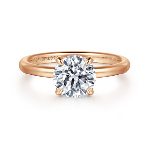 Gabriel Daniele 14 Karat Rose Gold Round Solitaire Diamond Engagement Ring ER16138R6K44JJ