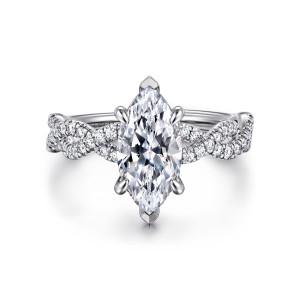 Gabriel Josefina 14 Karat White Gold Twisted Marquise Shape Diamond Engagement Ring ER16142M6W44JJ
