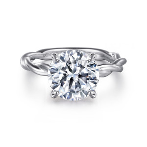 Gabriel Emersin 14 Karat White Gold Twisted Round Diamond Engagement Ring ER16188R12W4JJJ