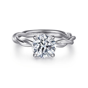 Gabriel Emersin 14 Karat White Gold Twisted Round Diamond Engagement Ring ER16188R6W4JJJ