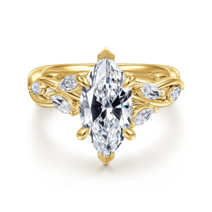 Gabriel Charlina 14 Karat Yellow Gold 6 Prong Floral Marquise Shape Diamond Engagement Ring ER16195M8Y43JJ