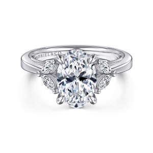 Gabriel Dani 14 Karat White Gold Oval Diamond Engagement Ring ER16244O8W44JJ