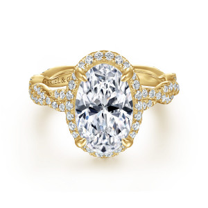Gabriel Sharon 14 Karat Yellow Gold Oval Halo Twisted Diamond Engagement Ring ER16273O12Y44JJ