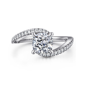 Gabriel Aiva 14 Karat White Gold Bypass Cushion Cut Diamond Engagement Ring ER16278C6W44JJ