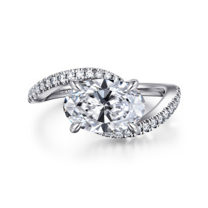 Gabriel Aiva 14 Karat White Gold Bypass Oval Diamond Engagement Ring ER16278O8W44JJ