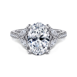 Gabriel Estrelle 14 Karat White Gold Oval Diamond Engagement Ring ER16281O12W44JJ