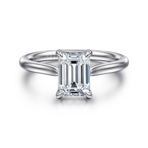 Gabriel Anne 14 Karat White Gold Emerald Cut Solitaire Diamond Engagement Ring ER16336E6W4JJJ