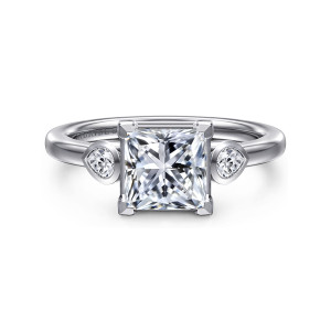 Gabriel Ebony 14 Karat White Gold Princess Cut Three Stone Diamond Engagement Ring ER16502S6W44JJ
