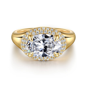 Gabriel Fillipa 14 Karat Yellow Gold Oval Double Halo Diamond Engagement Ring ER16519O8Y44JJ