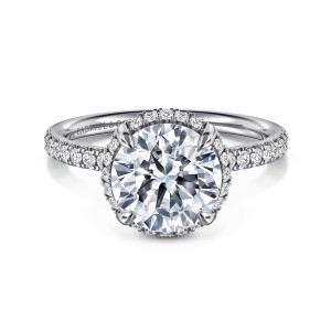 Gabriel Suede 14 Karat White Gold Round Hidden Halo Diamond Engagement Ring ER16566R10W44JJ