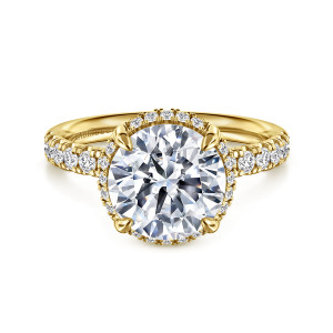 Gabriel Talisa 14 Karat Yellow Gold Round Hidden Halo Diamond Engagement Ring ER16568R12Y44JJ